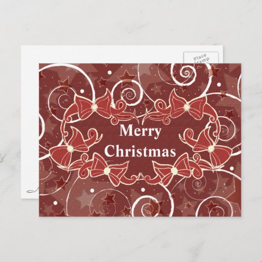 Vrolijk kerstfeest met bogen en sterren feestdagenkaart (Voorkant / Achterkant)