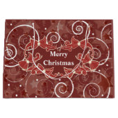 Vrolijk kerstfeest met bogen en sterren groot cadeauzakje (Voorkant)