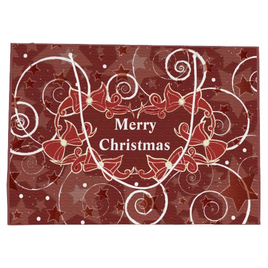 Vrolijk kerstfeest met bogen en sterren groot cadeauzakje (Achterkant)