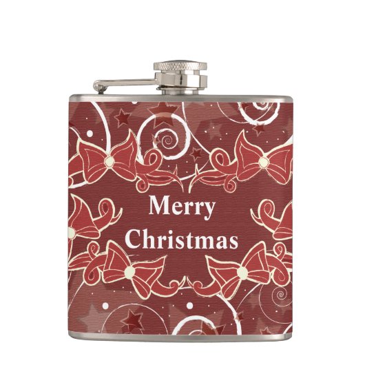 Vrolijk kerstfeest met bogen en sterren heupfles (Voorkant)