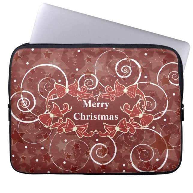 Vrolijk kerstfeest met bogen en sterren laptop sleeve (Voorkant)