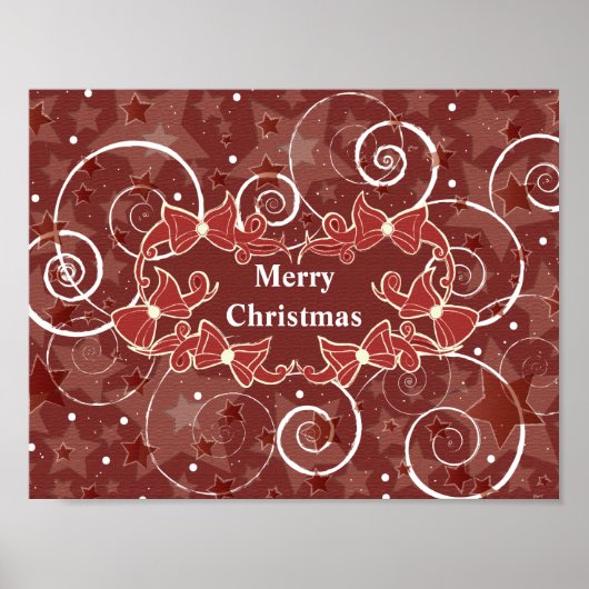 Vrolijk kerstfeest met bogen en sterren poster (Voorkant)