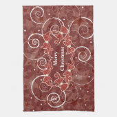 Vrolijk kerstfeest met bogen en sterren theedoek (Verticaal)