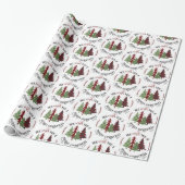 Vrolijk kerstfeest met bomen cadeaupapier (Uitgerold)