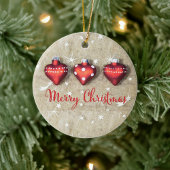 Vrolijk kerstfeest met bomen en bladeren keramisch ornament