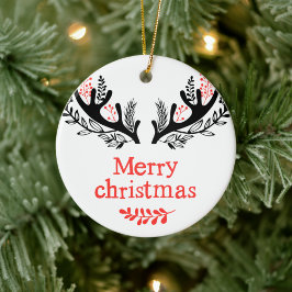 Vrolijk kerstfeest met bomen en bladeren keramisch ornament