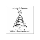 Vrolijk kerstfeest met boom- en familienaam rubberstempel (Afrduk)