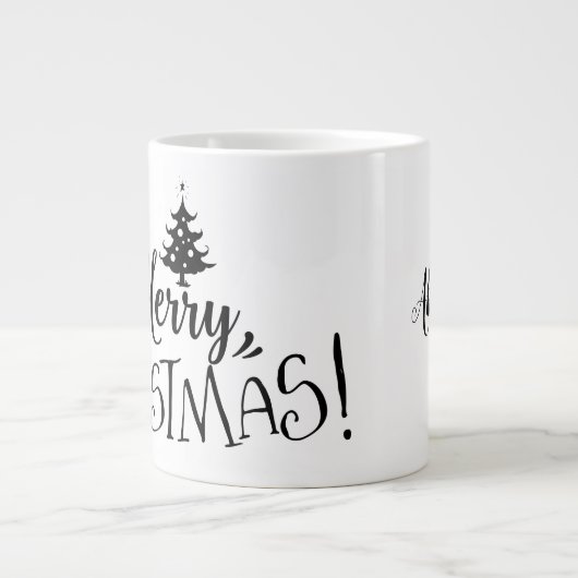 Vrolijk kerstfeest met boom/kerstcitaat/Mok Grote Koffiekop (Voorkant)