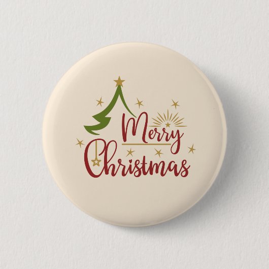 Vrolijk kerstfeest met boom ronde button 5,7 cm (Voorkant)