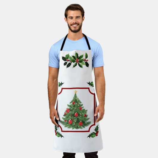 Vrolijk kerstfeest met boom schort (Gedragen)