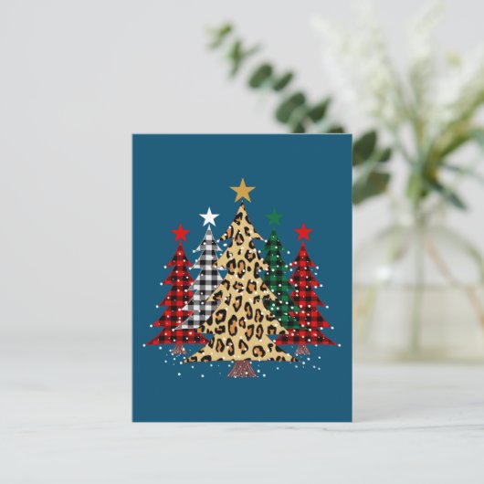Vrolijk kerstfeest met buffels en luipaard briefkaart (Staand voorkant)