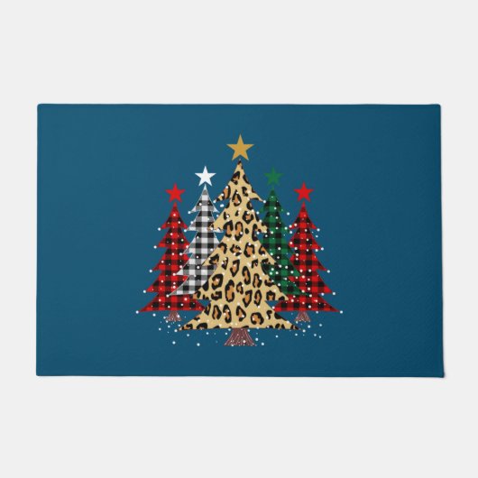 Vrolijk kerstfeest met buffels en luipaard deurmat (Voorkant)