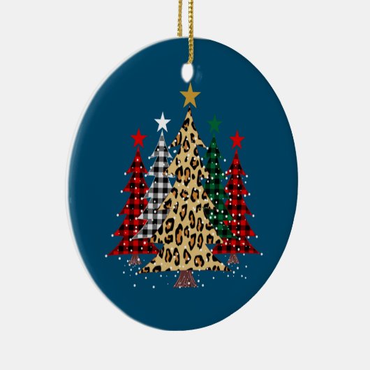 Vrolijk kerstfeest met buffels en luipaard keramisch ornament (Rechts)