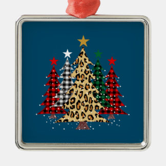 Vrolijk kerstfeest met buffels en luipaard metalen ornament