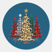 Vrolijk kerstfeest met buffels en luipaard ronde sticker (Voorkant)