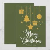 Vrolijk kerstfeest met Cadeaus donker olijfgroen Feestdagenkaart (Voorkant / Achterkant)