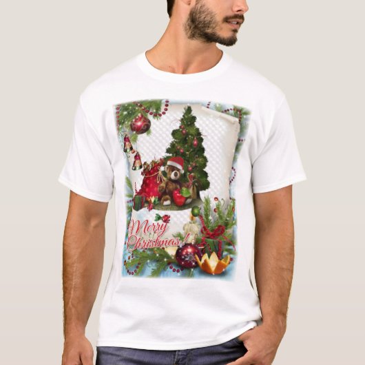 Vrolijk kerstfeest met cadeaus t-shirt (Voorkant)