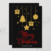 Vrolijk kerstfeest met Cadeaus zwart Feestdagenkaart (Voorkant / Achterkant)