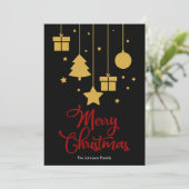 Vrolijk kerstfeest met Cadeaus zwart Feestdagenkaart (Staand voorkant)