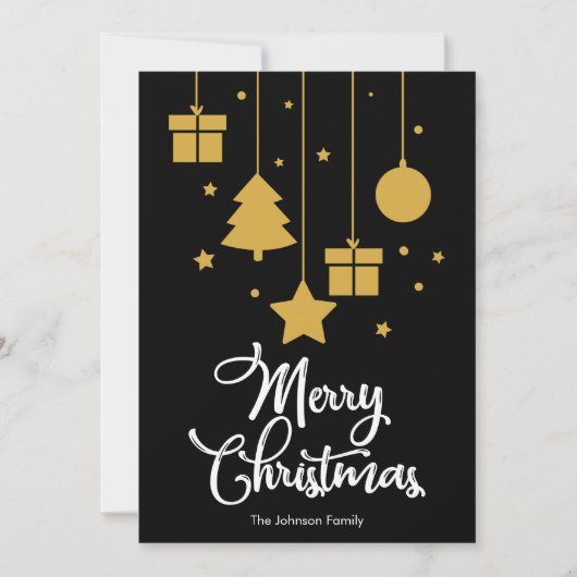 Vrolijk kerstfeest met Cadeaus zwart Feestdagenkaart (Voorkant)