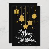Vrolijk kerstfeest met Cadeaus zwart Feestdagenkaart (Voorkant / Achterkant)