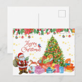 Vrolijk kerstfeest met cadeautjes en kerstboom feestdagenkaart (Voorkant / Achterkant)