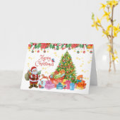 Vrolijk kerstfeest met cadeautjes en kerstboom kaart (Gele Bloem)