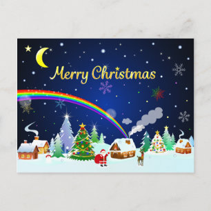 Vrolijk kerstfeest met crescent Moon Briefkaart