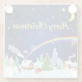 Vrolijk kerstfeest met crescent Moon Glazen Onderzetter (Achterkant)