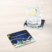 Vrolijk kerstfeest met crescent Moon Kartonnen Onderzetters (Insitu)