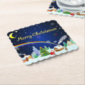 Vrolijk kerstfeest met crescent Moon Kartonnen Onderzetters (Gebogen)