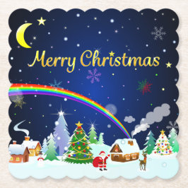 Vrolijk kerstfeest met crescent Moon Kartonnen Onderzetters