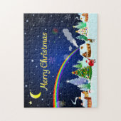 Vrolijk kerstfeest met crescent Moon Legpuzzel (Verticaal)