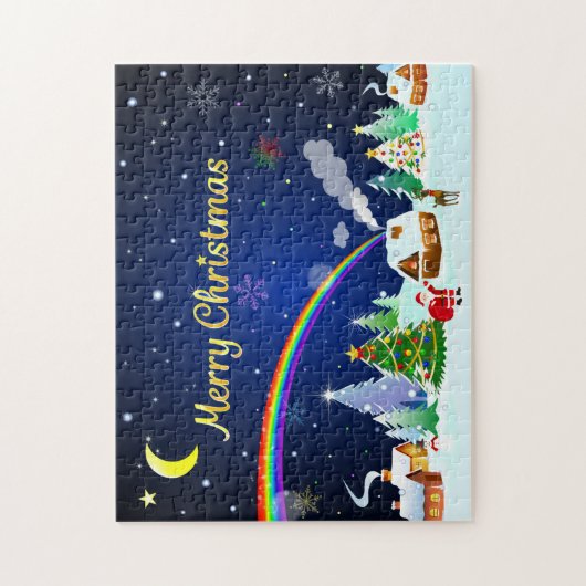 Vrolijk kerstfeest met crescent Moon Legpuzzel (Verticaal)