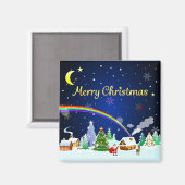 Vrolijk kerstfeest met crescent Moon Magneet (Voorkant / Achterkant)