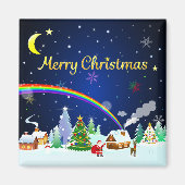 Vrolijk kerstfeest met crescent Moon Magneet (Voorkant)