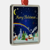 Vrolijk kerstfeest met crescent Moon Metalen Ornament (Rechts)