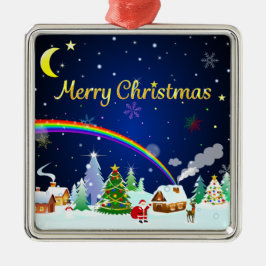 Vrolijk kerstfeest met crescent Moon Metalen Ornament
