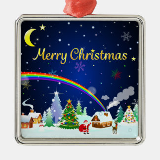 Vrolijk kerstfeest met crescent Moon Metalen Ornament