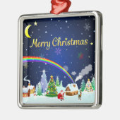 Vrolijk kerstfeest met crescent Moon Metalen Ornament (Links)