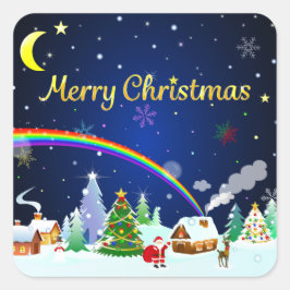 Vrolijk kerstfeest met crescent Moon Vierkante Sticker