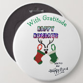 Vrolijk kerstfeest met dankbaarheid ronde button 6,0 cm (Voorkant /achterkant)