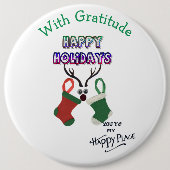 Vrolijk kerstfeest met dankbaarheid ronde button 6,0 cm (Voorkant)