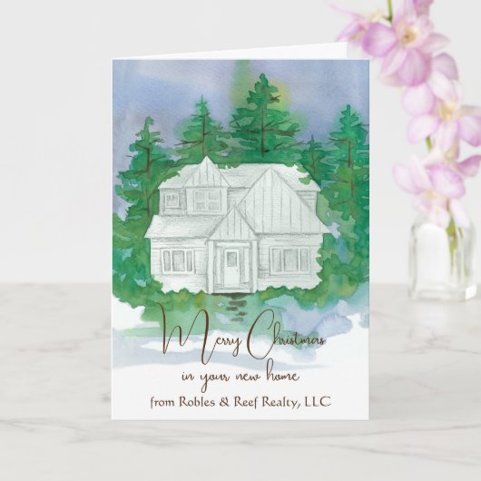 Vrolijk kerstfeest met de bedrijfsnaam Realtor Kaart (Orchidee)