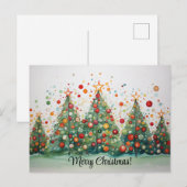 Vrolijk kerstfeest met de hand getrokken bomen briefkaart (Voorkant / Achterkant)