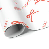 Vrolijk kerstfeest met de hand getrokken rode stri cadeaupapier (Rol Hoek)