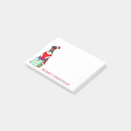 Vrolijk kerstfeest met de jute Doberman Post-it® Notes (Schuin)