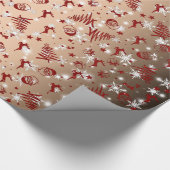 Vrolijk kerstfeest met de kerstman en meer in goud cadeaupapier (Hoek)