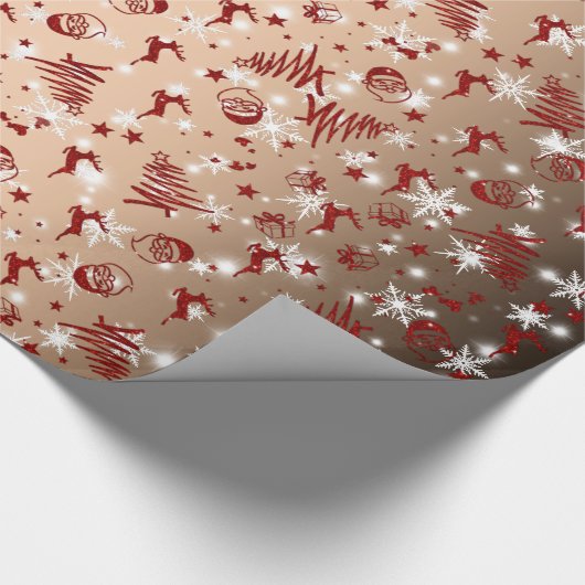 Vrolijk kerstfeest met de kerstman en meer in goud cadeaupapier (Hoek)