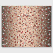 Vrolijk kerstfeest met de kerstman en meer in goud cadeaupapier (Vlak)